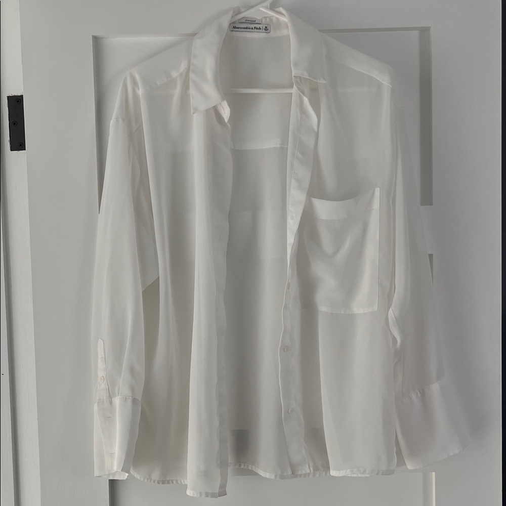 Abercrombie & Fitch Sheer White Button Up Shirt